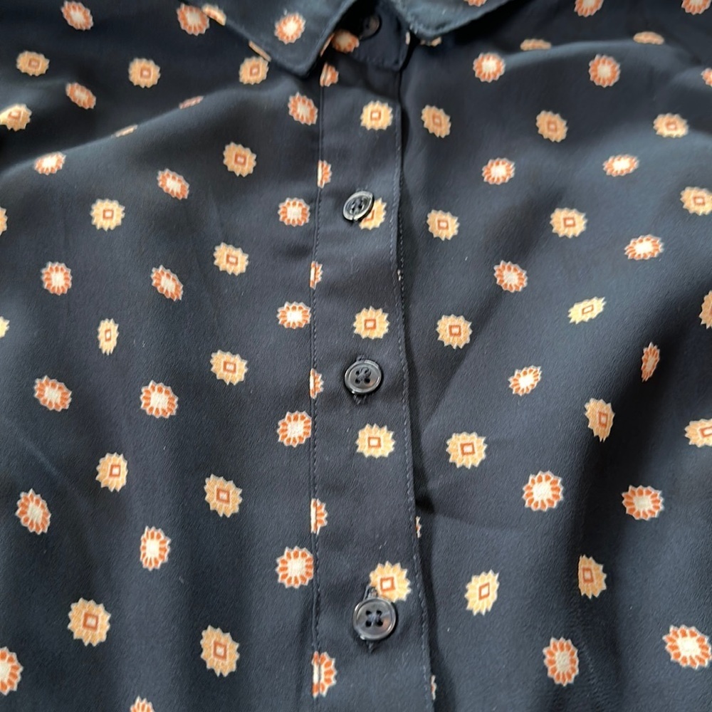 Banana Republic Belted Polka Dot Shirt Dress – Navy/Orange – Size 6 - Picture 5 of 7